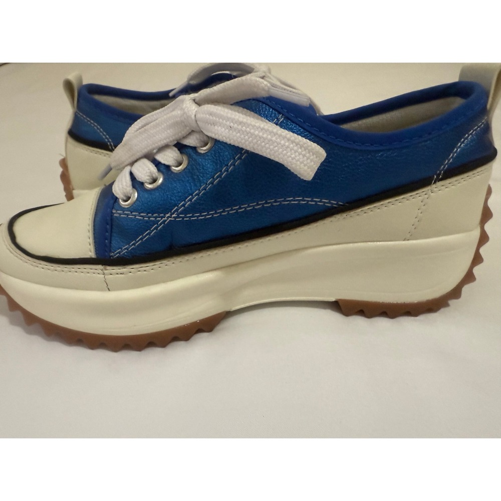 MKS Platform Sneakers Women's Blue White Metallic Leather Lace‎ Up Size 8 NWOT - Picture 2 of 9